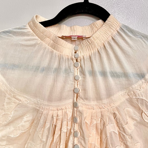 NWOT Rebecca Taylor Beige/Crème Floral Top-Stitching Blouse MSRP$350 - Picture 6 of 16